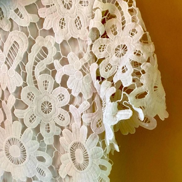 Aqua Short Sleeve Lace Top - Picture 5 of 7